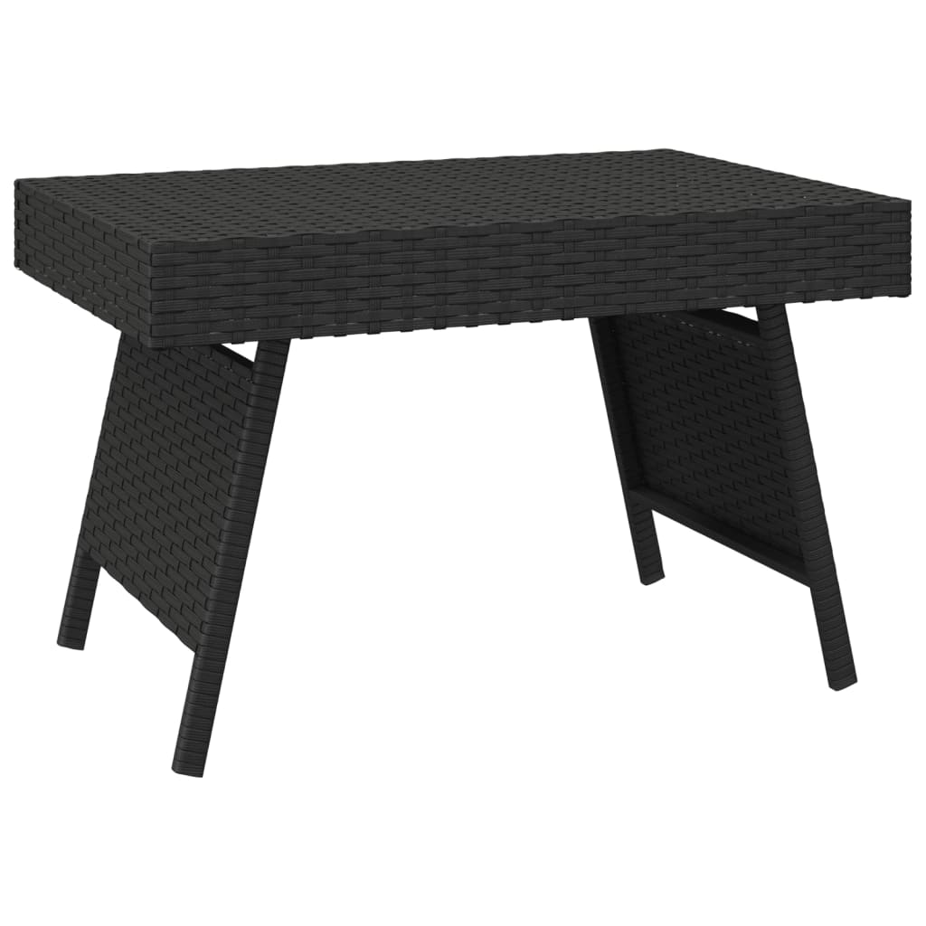 Tavolino Pieghevole Nero 60x40x38 cm in Polyrattan