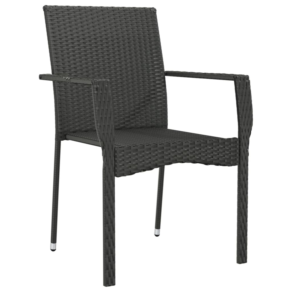 Sedie da Giardino con Cuscini 2 pz in Polyrattan Nere