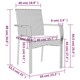 Sedie da Giardino con Cuscini 2 pz in Polyrattan Nere