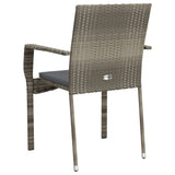 Sedie da Giardino con Cuscini 2 pz in Polyrattan Grigie