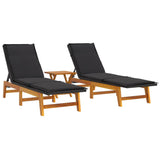 Set Mobili da Giardino 3 pz Polyrattan e Legno Massello Acacia