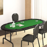 Piano Tavolo da Poker Pieghevole 10 Giocatori Verde 208x106x3cm