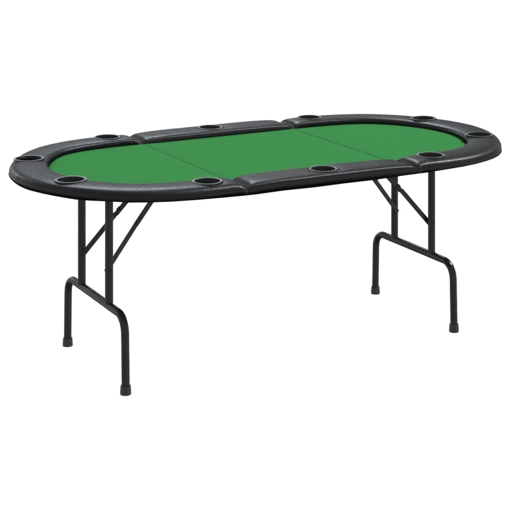 Tavolo da Poker Pieghevole 10 Giocatori Verde 206x106x75 cm