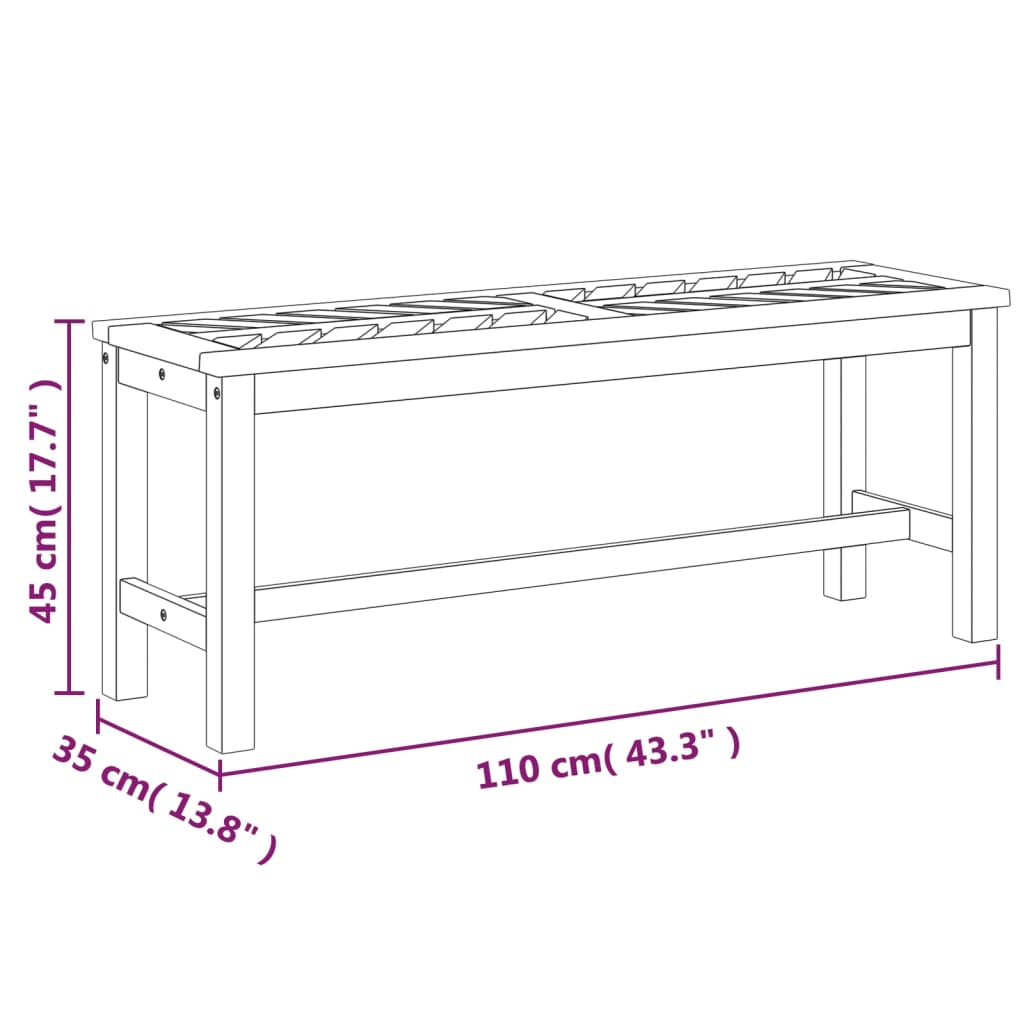 Panca da Giardino 110 cm in Legno Massello di Acacia