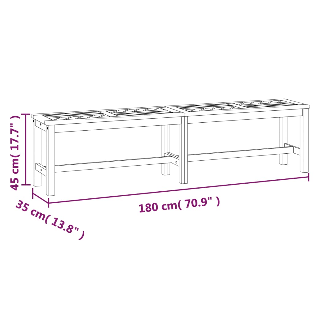 Panca da Giardino 180 cm in Legno Massello di Acacia