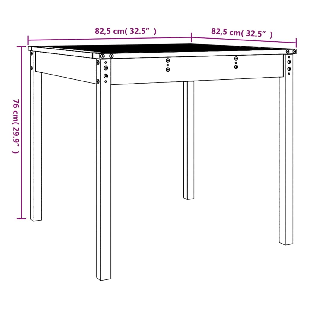 Tavolo da Giardino Grigio 82,5x82,5x76 cm Legno Massello Pino