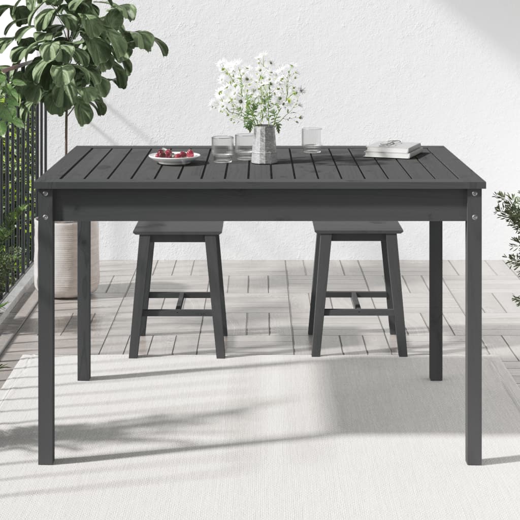 Tavolo da Giardino Grigio 121x82,5x76 cm Legno Massello di Pino