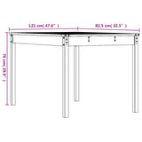 Tavolo da Giardino Grigio 121x82,5x76 cm Legno Massello di Pino