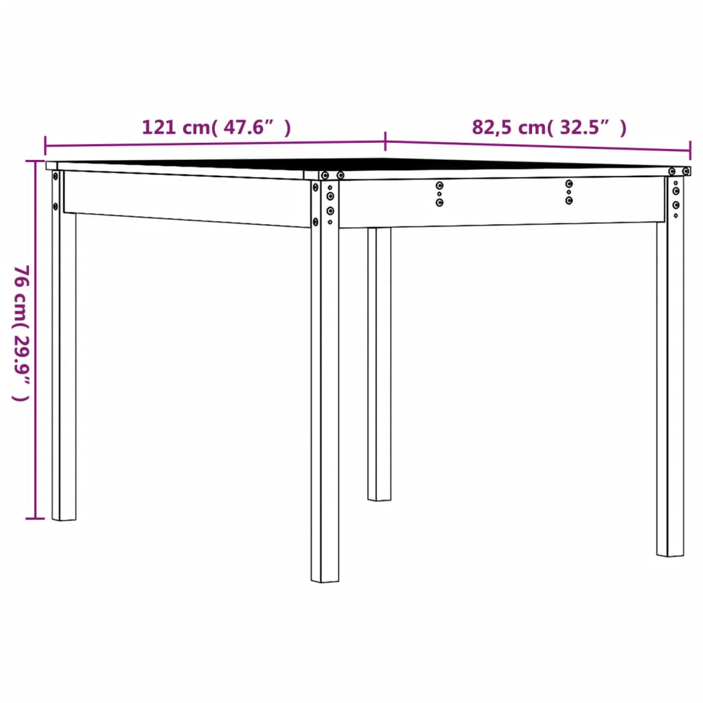 Tavolo da Giardino Miele 121x82,5x76 cm Legno Massello di Pino