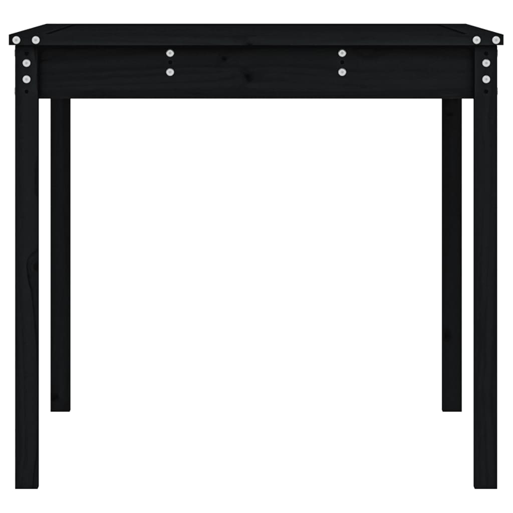 Tavolo da Giardino Nero 121x82,5x76 cm Legno Massello di Pino