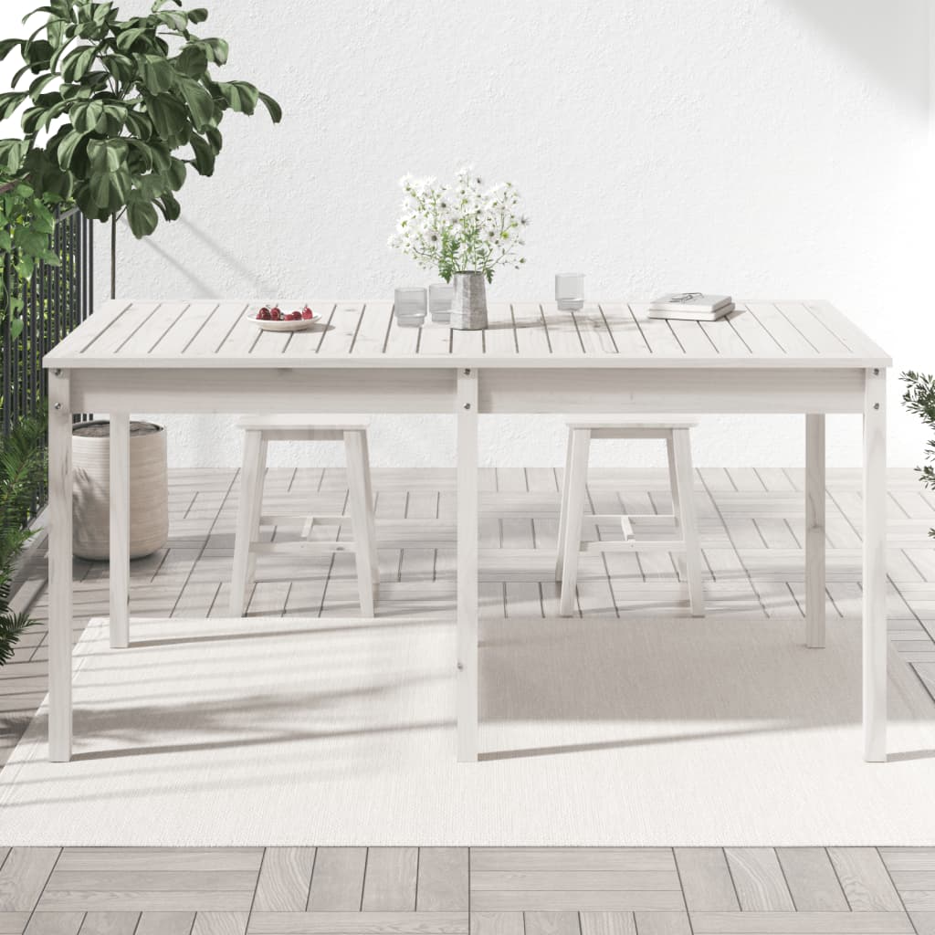 Tavolo da Giardino Bianco 159,5x82,5x76cm Legno Massello Pino