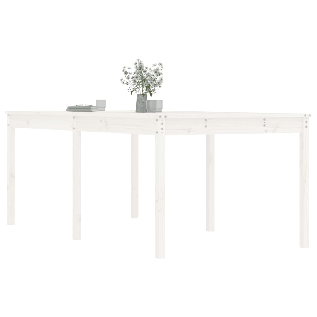 Tavolo da Giardino Bianco 203,5x100x76cm Legno Massello di Pino