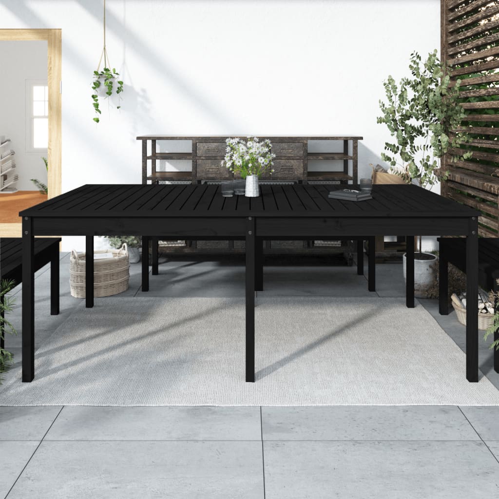 Tavolo da Giardino Nero 203,5x100x76 cm Legno Massello di Pino