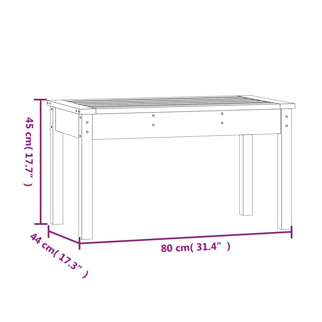 Panca da Giardino Bianca 80x44x45 cm Legno Massello di Pino