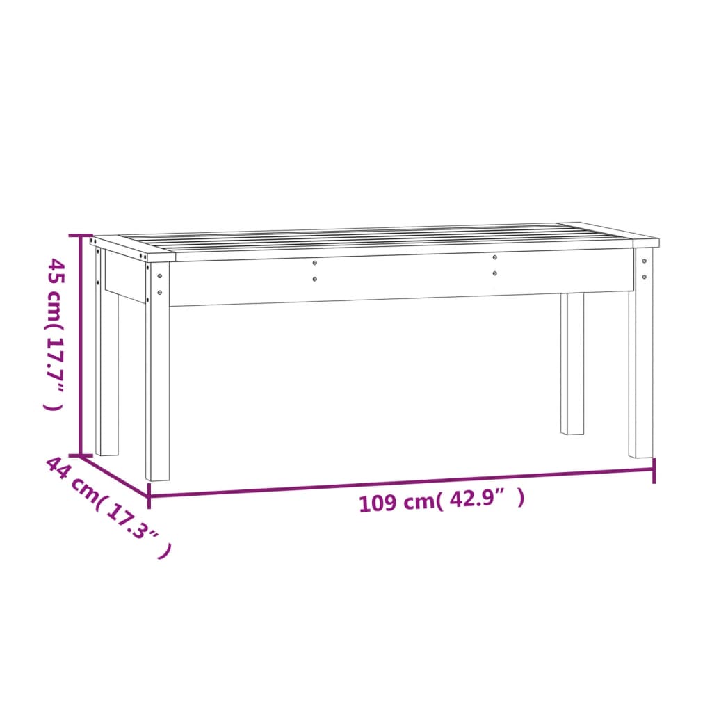 Panca da Giardino Grigia 109x44x45 cm Legno Massello di Pino