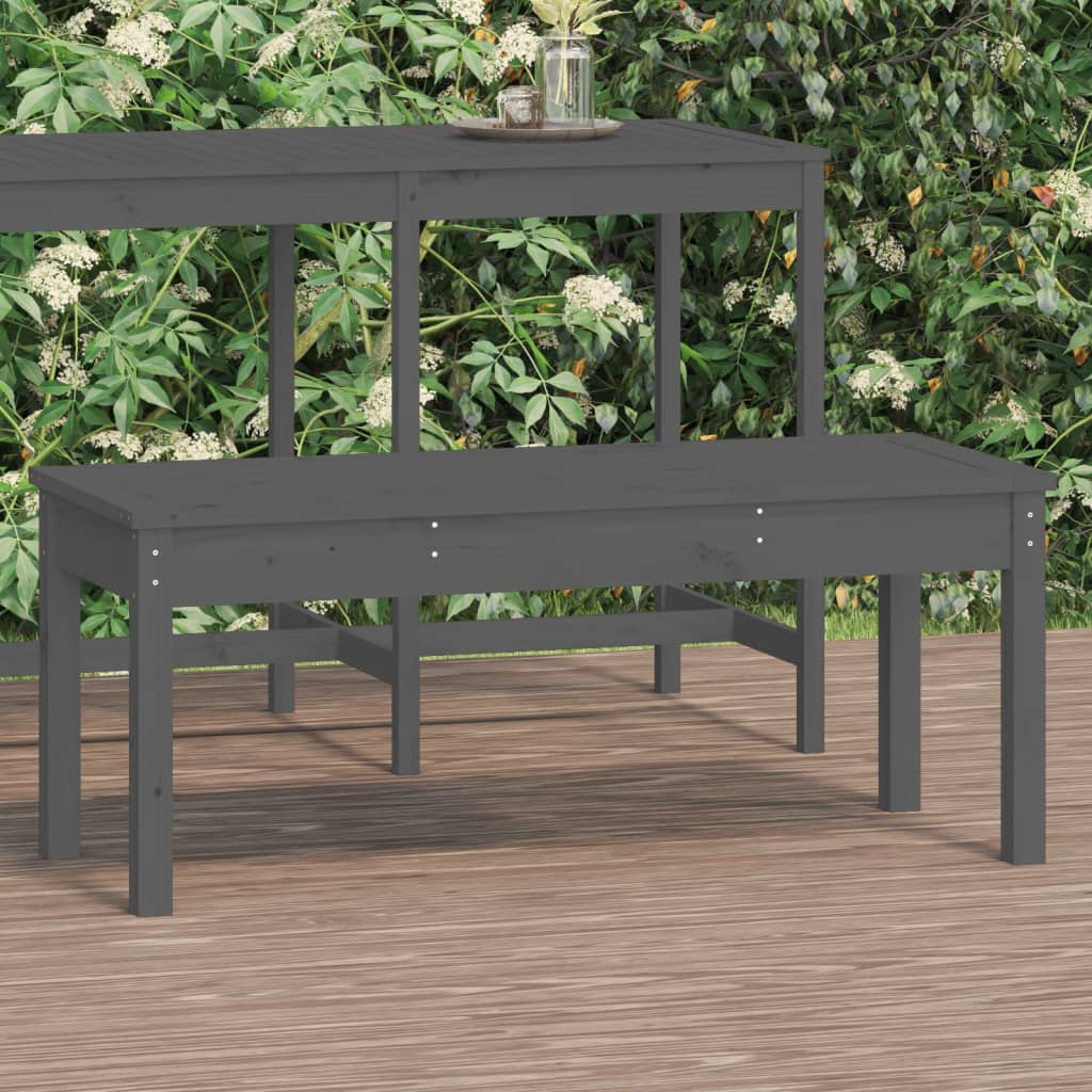 Panca da Giardino Grigia 109x44x45 cm Legno Massello di Pino