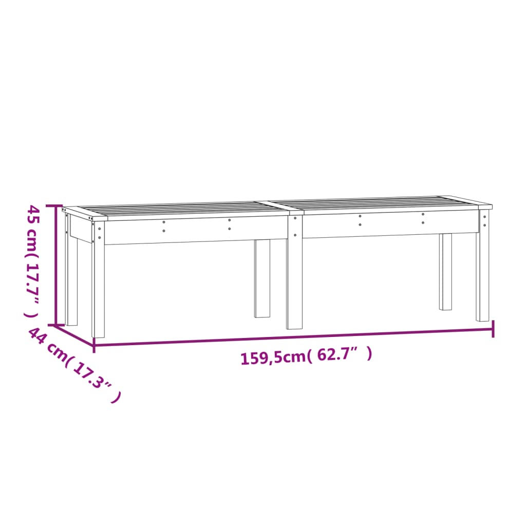 Panca da Giardino 2 Posti 159,5x44x45 cm Legno Massello di Pino