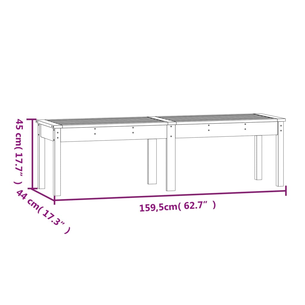 Panca Giardino 2 Posti Bianca 159,5x44x45cm Legno Massello Pino