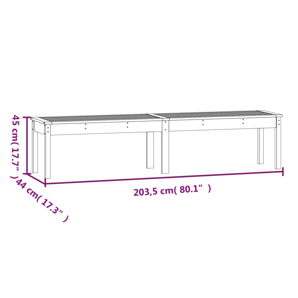 Panca Giardino 2 Posti Grigia 203,5x44x45cm Legno Massello Pino