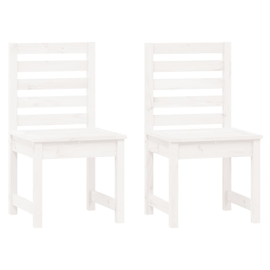 Sedie da Giardino 2pz Bianche 50x48x91,5 Legno Massello di Pino