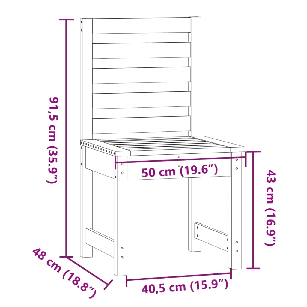 Sedie da Giardino 2pz Bianche 50x48x91,5 Legno Massello di Pino