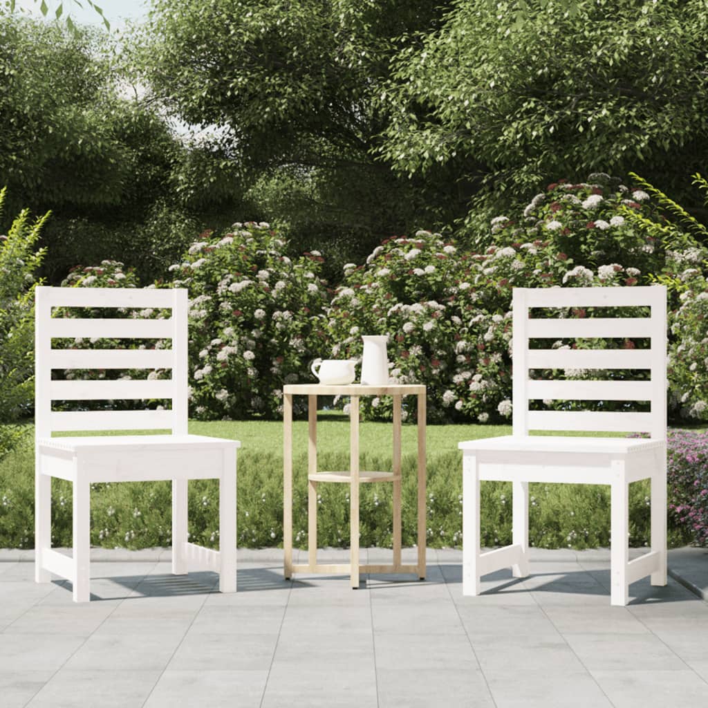 Sedie da Giardino 2pz Bianche 50x48x91,5 Legno Massello di Pino