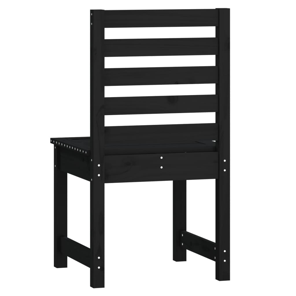 Sedie da Giardino 2pz Nere 50x48x91,5 cm Legno Massello di Pino