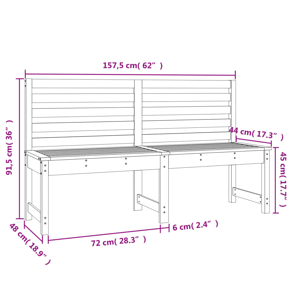 Panca da Giardino Grigia 157,5 cm in Legno Massello di Pino