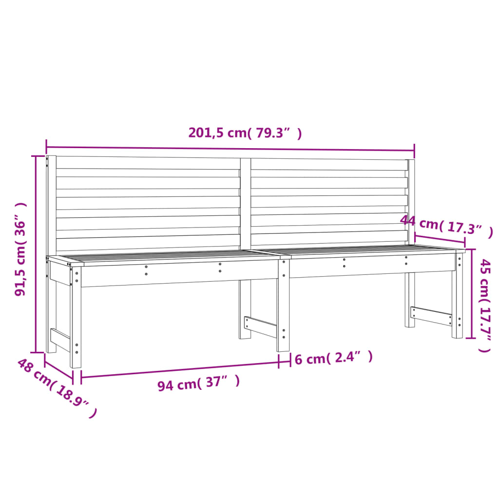 Panca da Giardino Miele 201,5 cm in Legno Massello di Pino