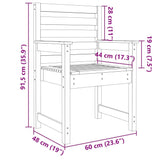 Sedie da Giardino 2pz Grigie 60x48x91 in Legno Massello Pino