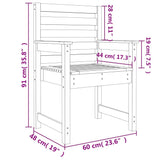 Sedie da Giardino 2pz Nere 60x48x91 cm Legno Massello di Pino