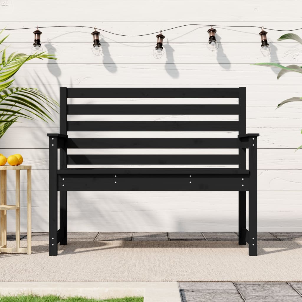 Panca da Giardino Nera 109x48x91,5 cm Legno Massello di Pino