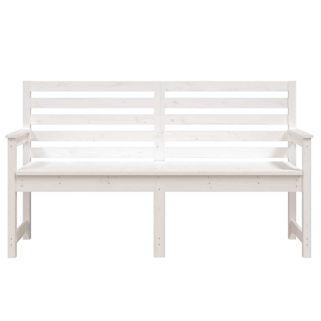 Panca da Giardino Bianca 159,5x48x91,5cm Legno Massello di Pino