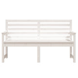 Panca da Giardino Bianca 159,5x48x91,5cm Legno Massello di Pino