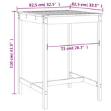 Tavolo da Giardino Bianco 82,5x82,5x110cm Legno Massello Pino