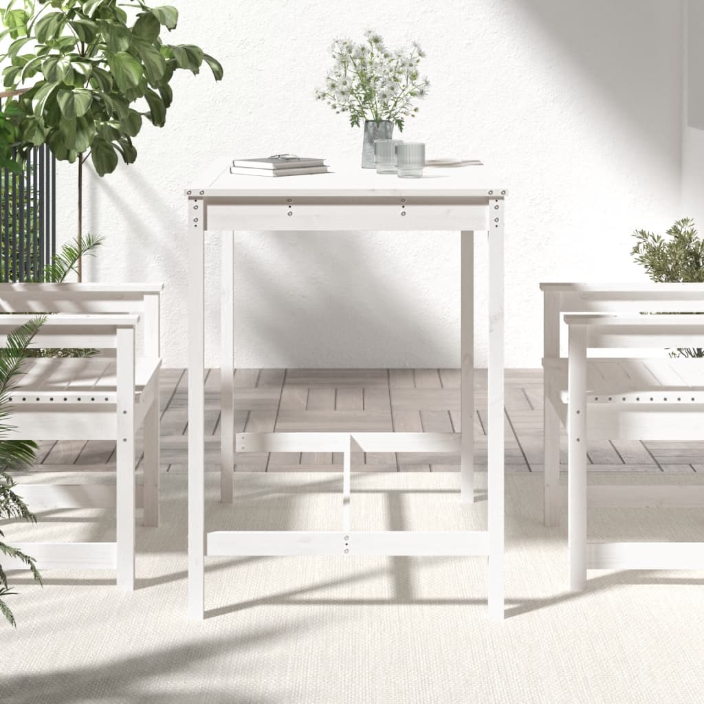 Tavolo da Giardino Bianco 121x82,5x110cm Legno Massello di Pino