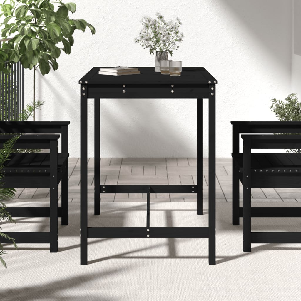 Tavolo da Giardino Nero 121x82,5x110 cm Legno Massello di Pino