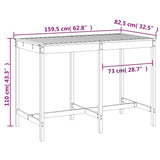 Tavolo da Giardino 159,5x82,5x110 cm in Legno Massello di Pino