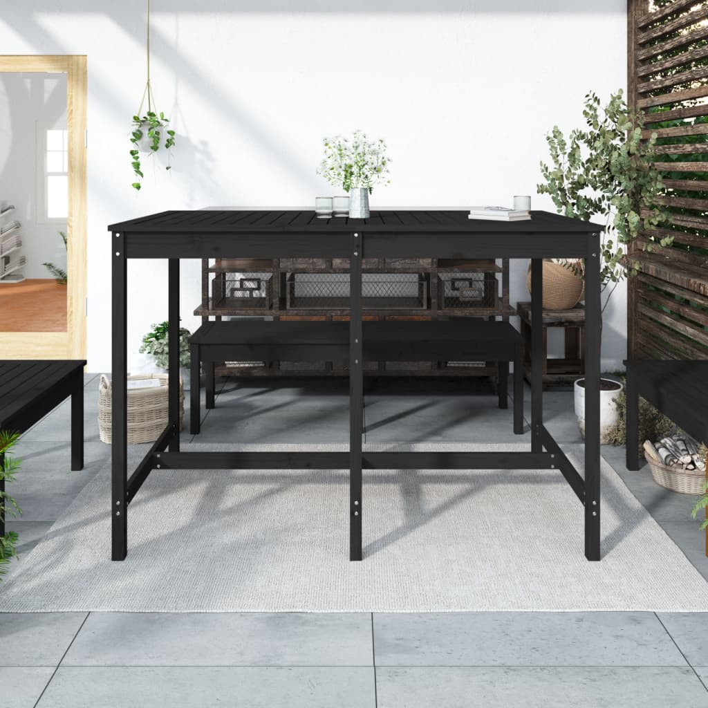 Tavolo da Giardino Nero 159,5x82,5x110cm Legno Massello di Pino