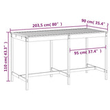 Tavolo da Giardino 203,5x90x110 cm in Legno Massello di Pino