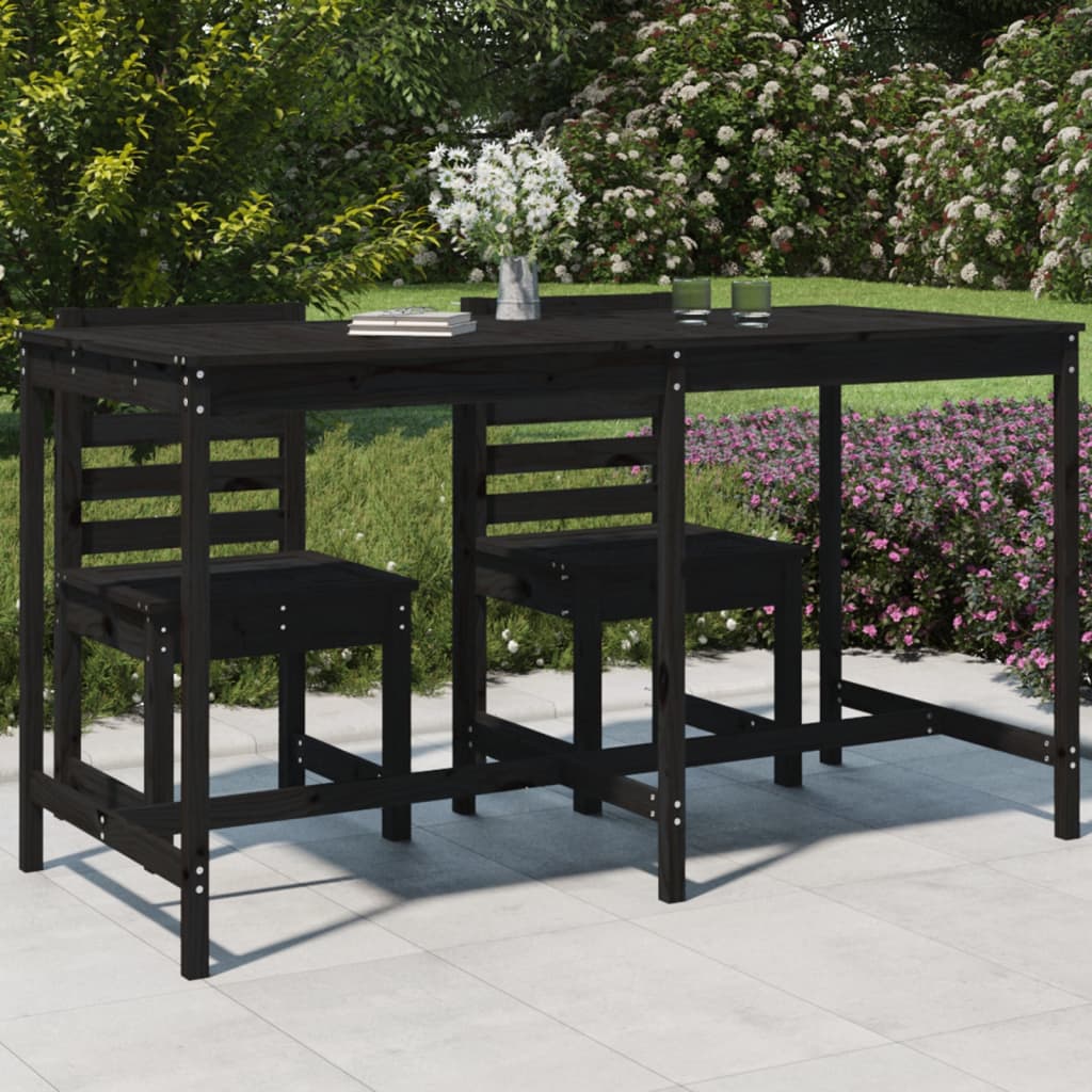 Tavolo da Giardino Nero 203,5x90x110 cm Legno Massello di Pino