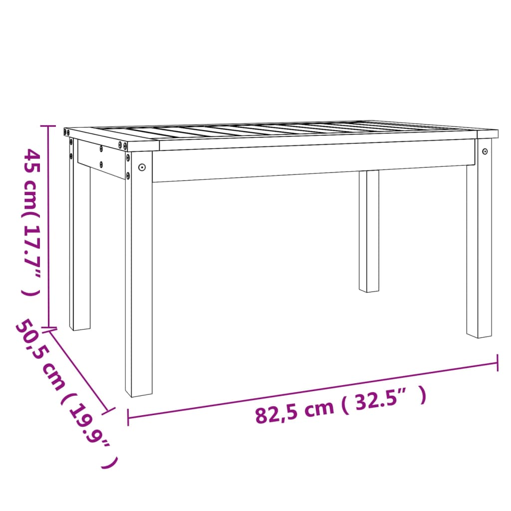 Tavolo da Giardino Nero 82,5x50,5x45 cm Legno Massello Pino