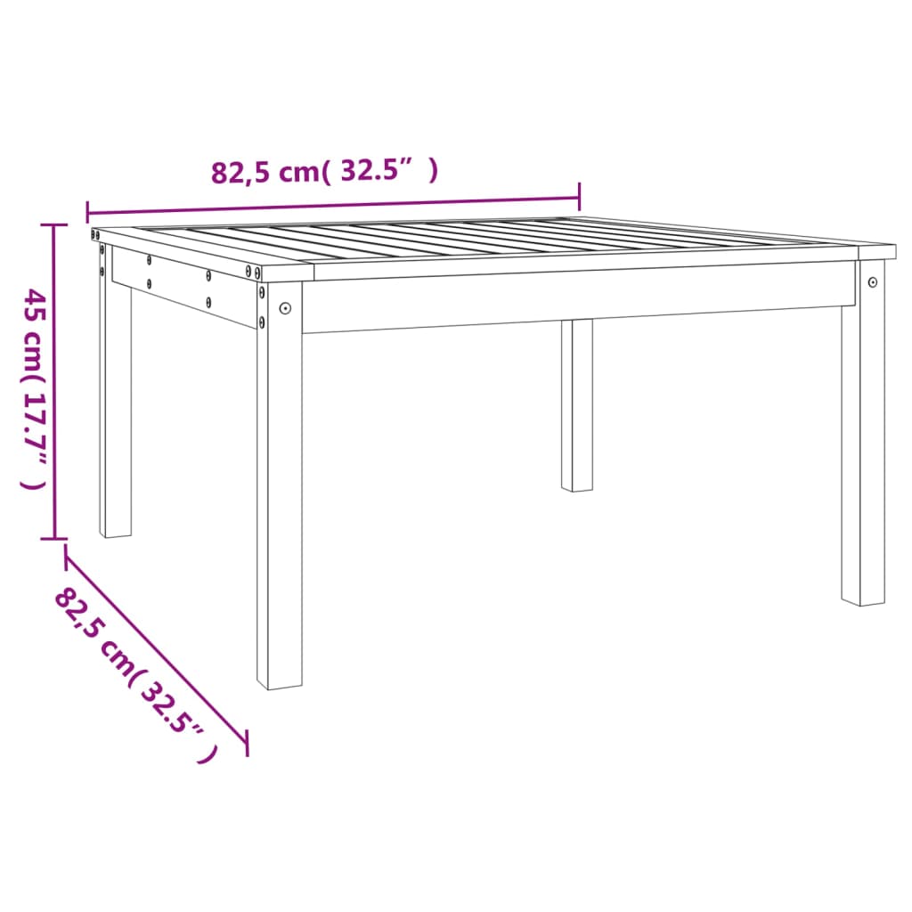 Tavolo da Giardino 82,5x82,5x45 cm in Legno Massello di Pino