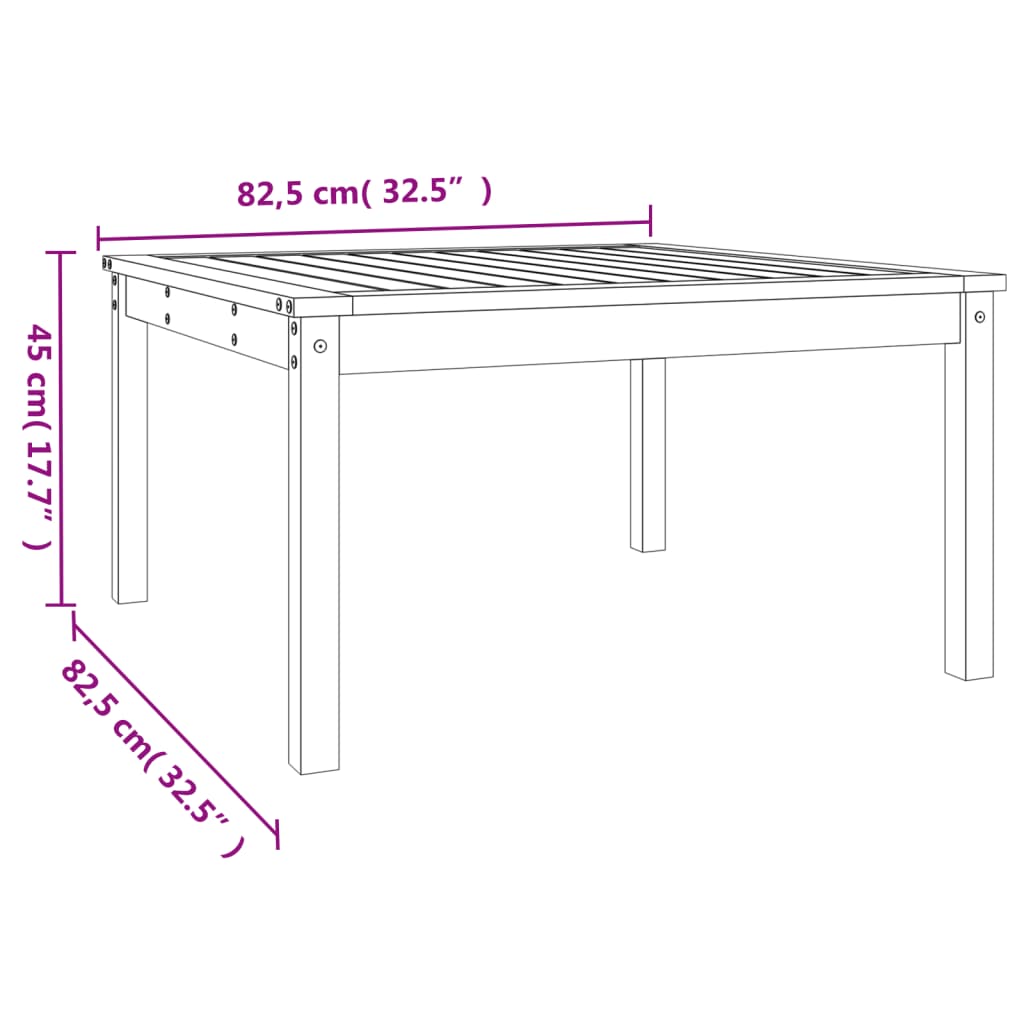 Tavolo da Giardino Bianco 82,5x82,5x45cm Legno Massello di Pino