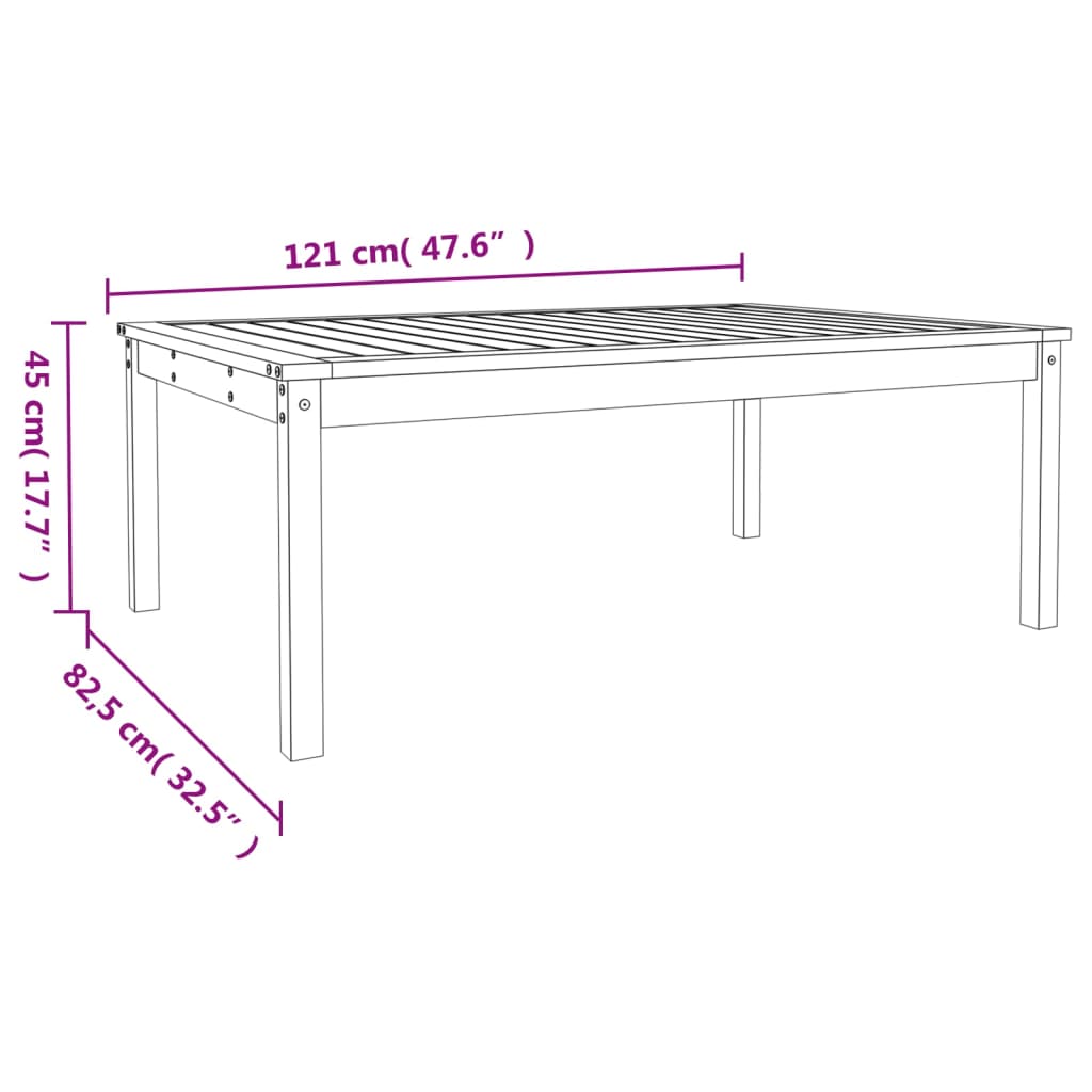 Tavolo da Giardino Grigio 121x82,5x45 cm Legno Massello di Pino