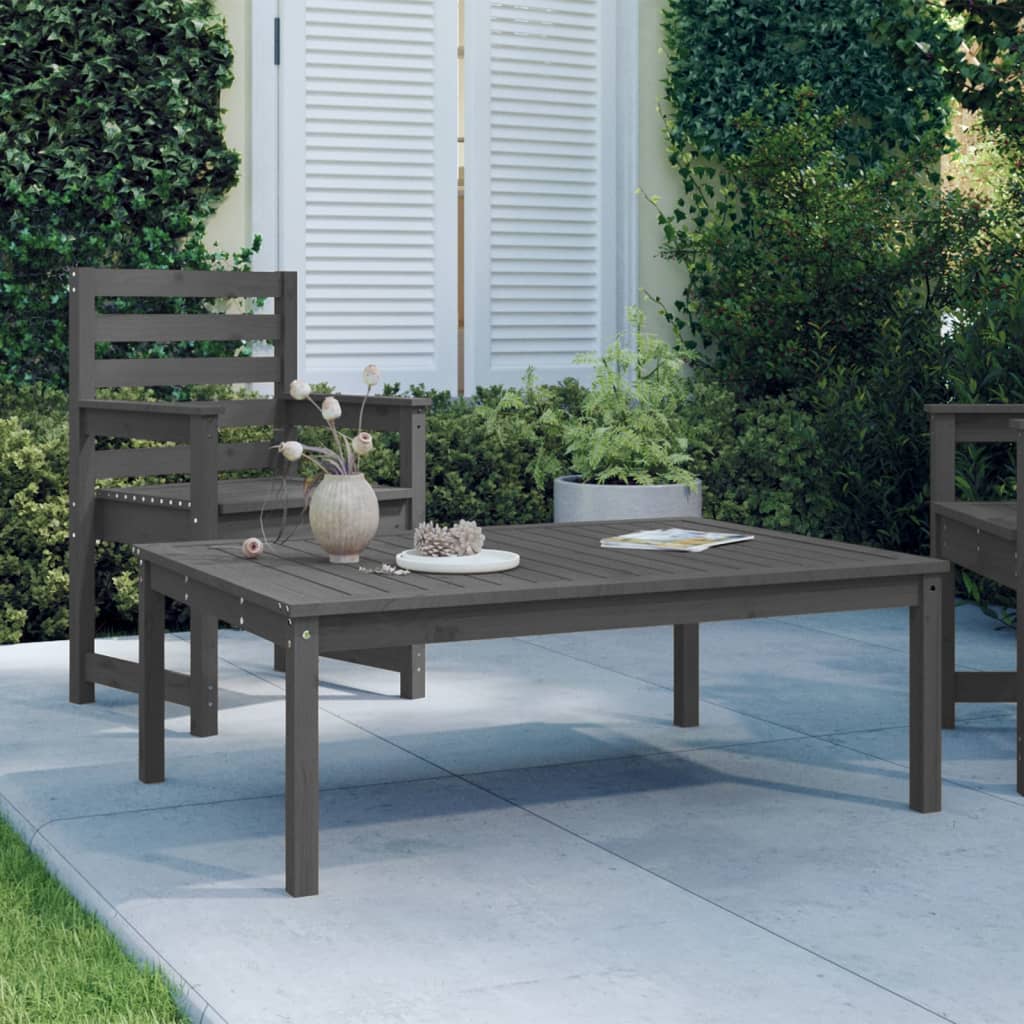 Tavolo da Giardino Grigio 121x82,5x45 cm Legno Massello di Pino