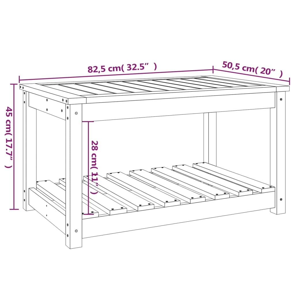 Tavolo da Giardino Grigio 82,5x50,5x45 cm Legno Massello Pino