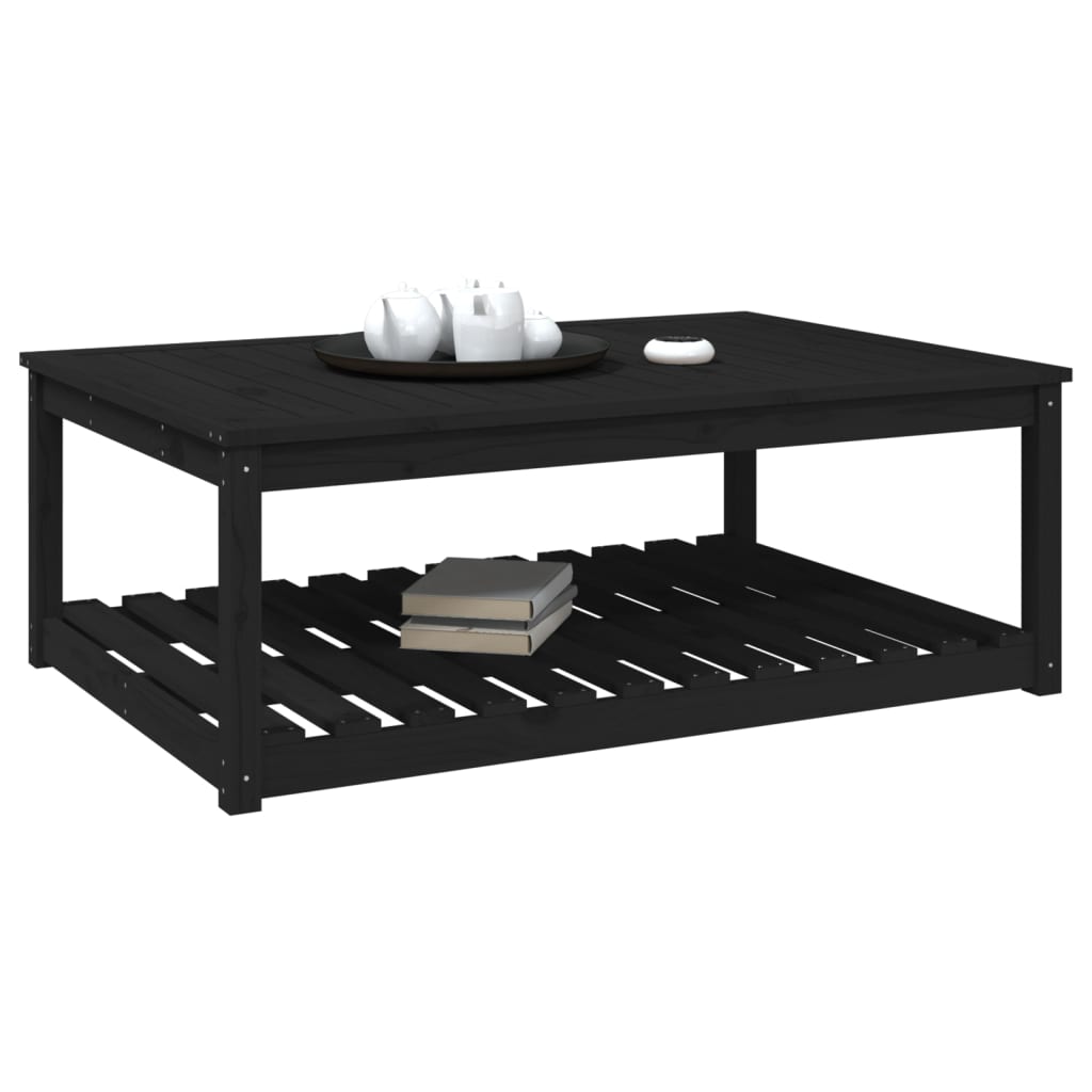 Tavolo da Giardino Nero 121x82,5x45 cm Legno Massello di Pino