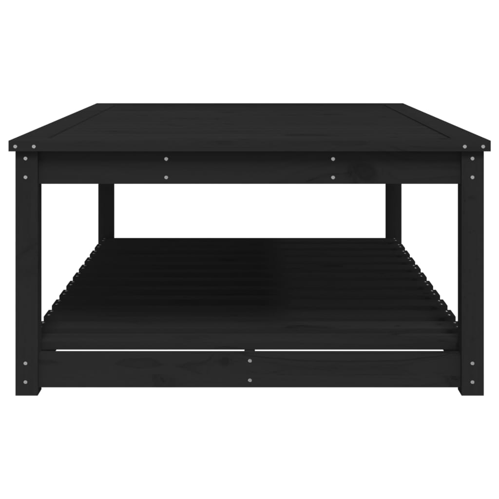 Tavolo da Giardino Nero 121x82,5x45 cm Legno Massello di Pino