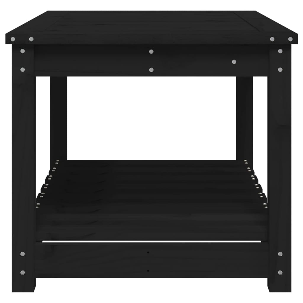 Tavolo da Giardino Nero 82,5x50,5x45 cm Legno Massello Pino